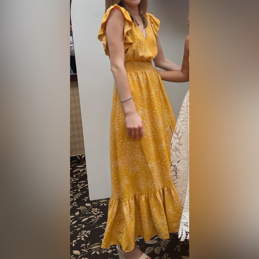Yellow Ruffle Sleeve Maxi Dress